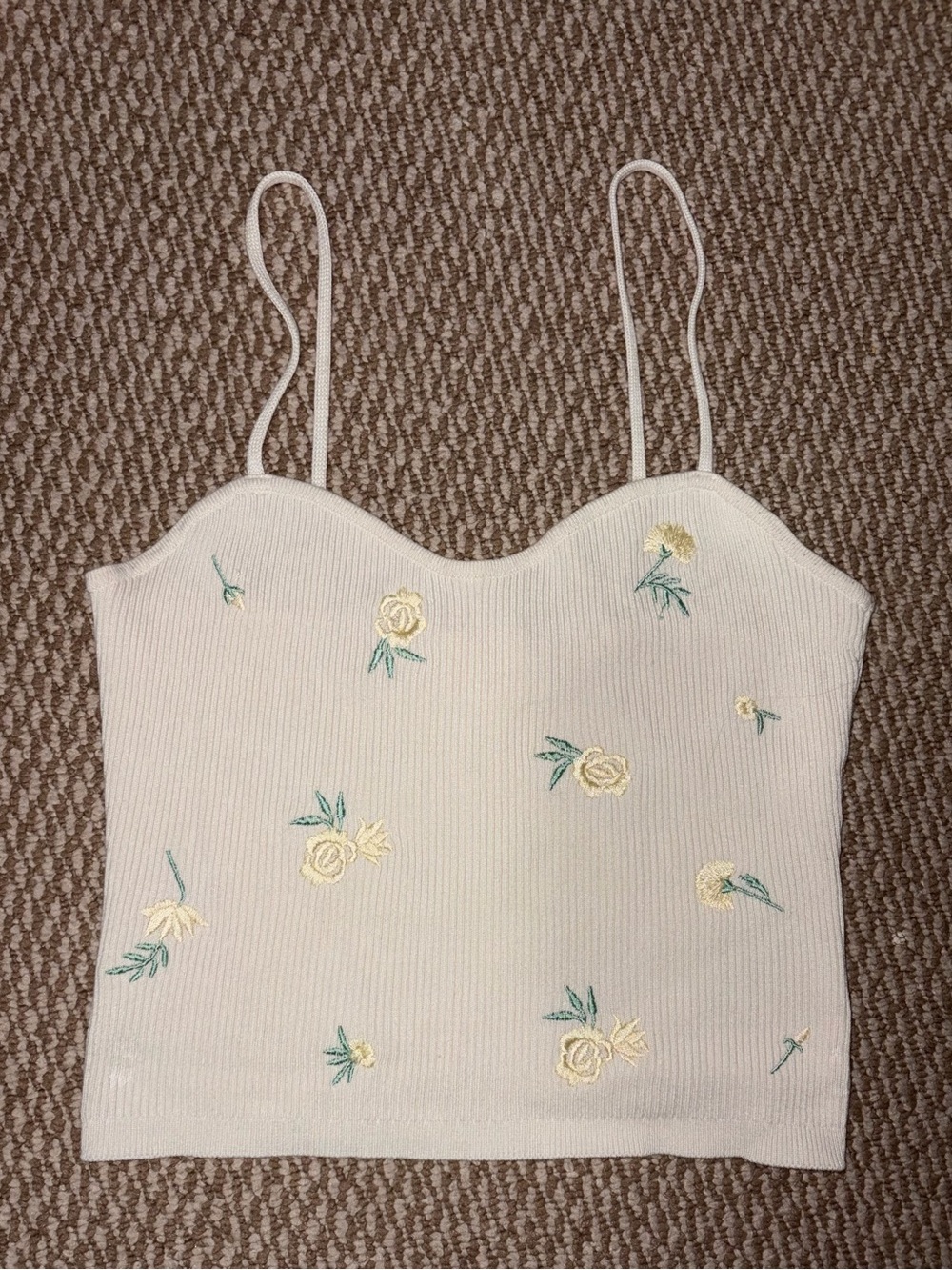Women’s size small h&m Cream Floral Embroidered Crop Cami Top
